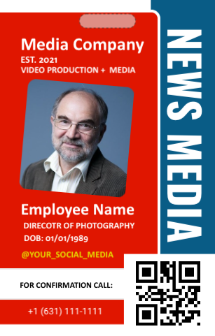 Press Media Pass Photographer ID Badge