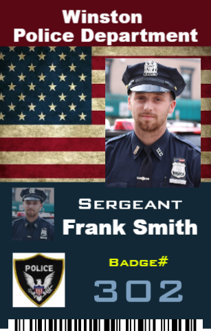 Vertical Police Officer ID With American Flag 