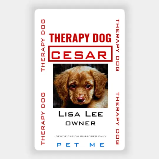 Service Dog Name Tag