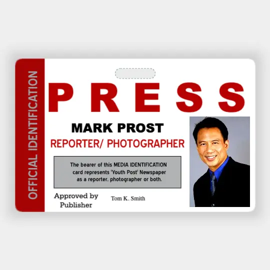 Press ID badge Horizontal Great Selection of Press Pass Templates