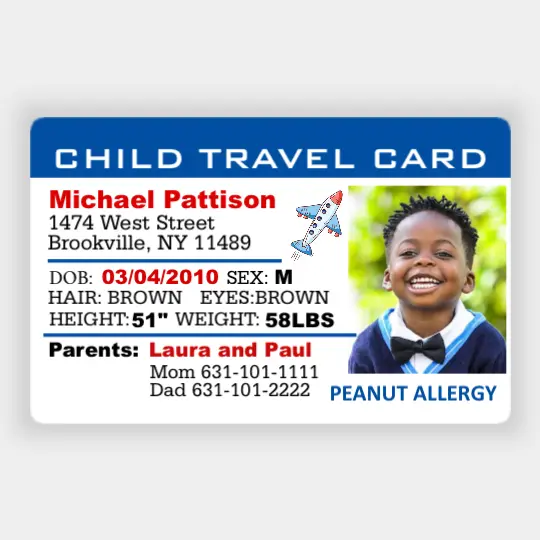 Child Safety Travel Card