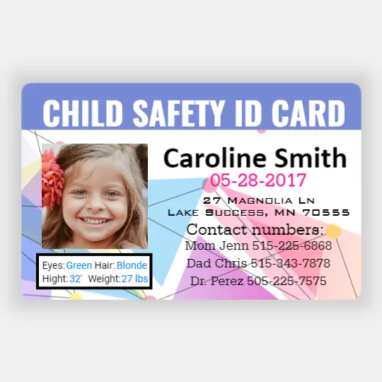 Child Personal ID Card