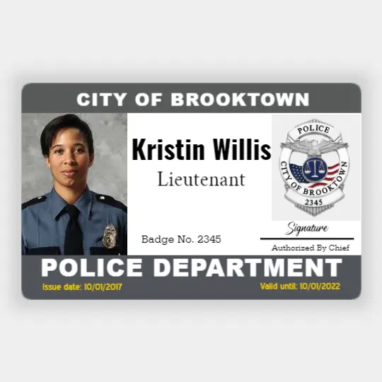 Police ID Badge Horizontal Great Selection of Police ID Cards