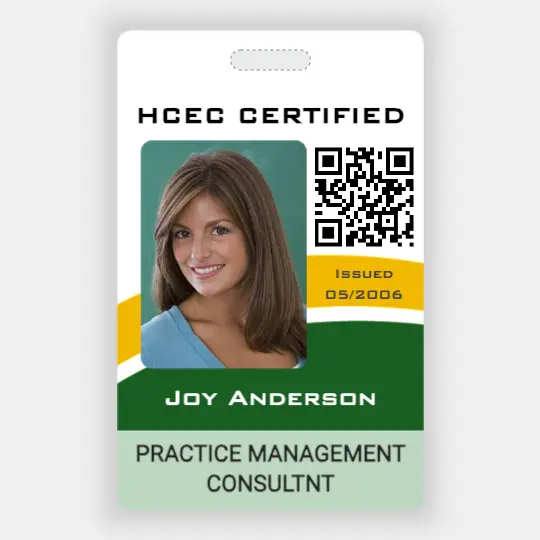Custom HCEC Certified Practice Management Consultant ID Card ID Badge Template Design