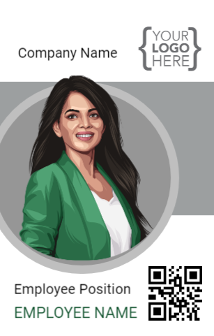 Modern ID Badge With Circular Photo and QR Code