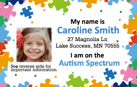 Autism Safety Information Card
